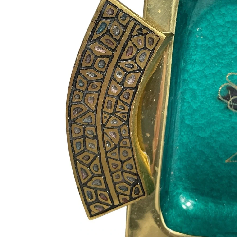 Shabbat Chadash Vintage Verdigris Brass Made In Israel Judaica Tray Platter